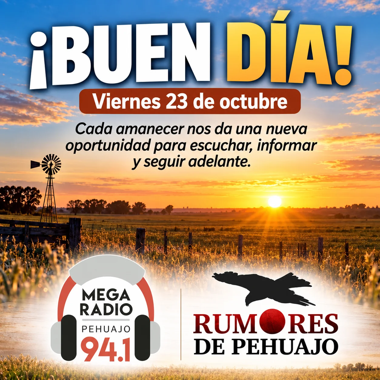 ¡Buen día! Amanecer rural en Pehuajó